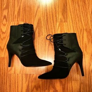 Black Nine West Suede and Pebble Stiletto Booties